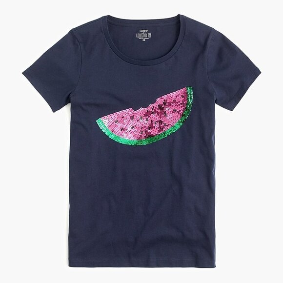 J. Crew Factory Tee Sequins Watermelon Collector's Tee T-shirt AJ099 XXS Summer - Picture 1 of 2
